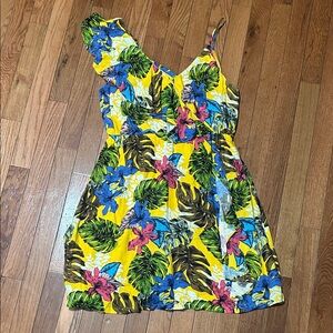 JODIFL Yellow Floral Dress with Blue and Green Accents